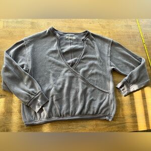We the free people raw edged sweatshirt, pale drab grayish purple.